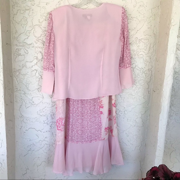 ✨Vintage Cynthia Howie TwoPiece Silk in Pale Pink, Sz4 - Picture 9 of 10